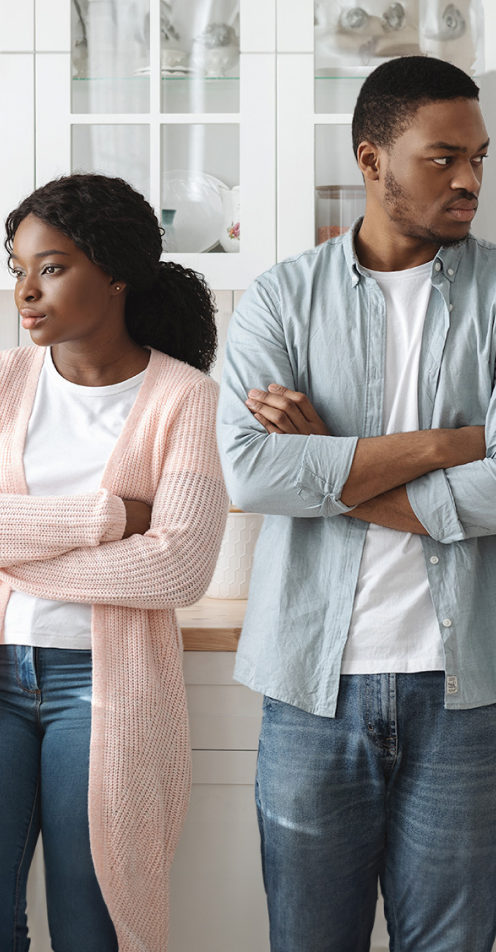 arguing and unhappy couple