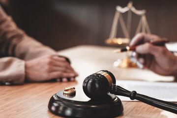 gavel and wedding rings