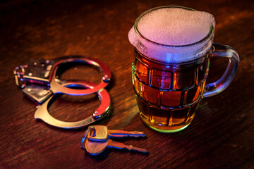 beer and handcuffs